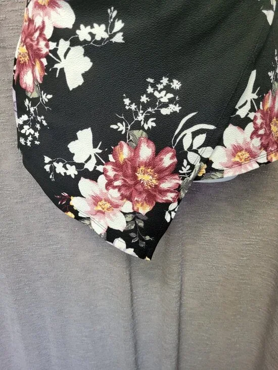 Womens Y2K Babydoll Asymmetric Fairy Grunge Romper Size S Black Floral Artsy - Picture 13 of 14